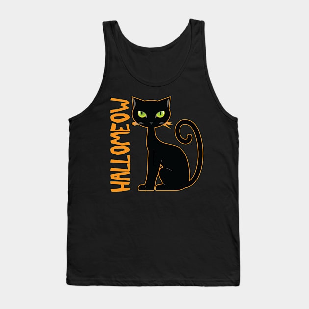 Hallomeow Cat TShirt Halloween Cat Shirt for Cat Lover Tank Top by ChristianCrecenzio